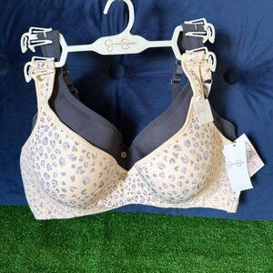 Jessica Simpson Lifting Molded Animal Print 2 Pack Underwire Bra Size 42C NEW